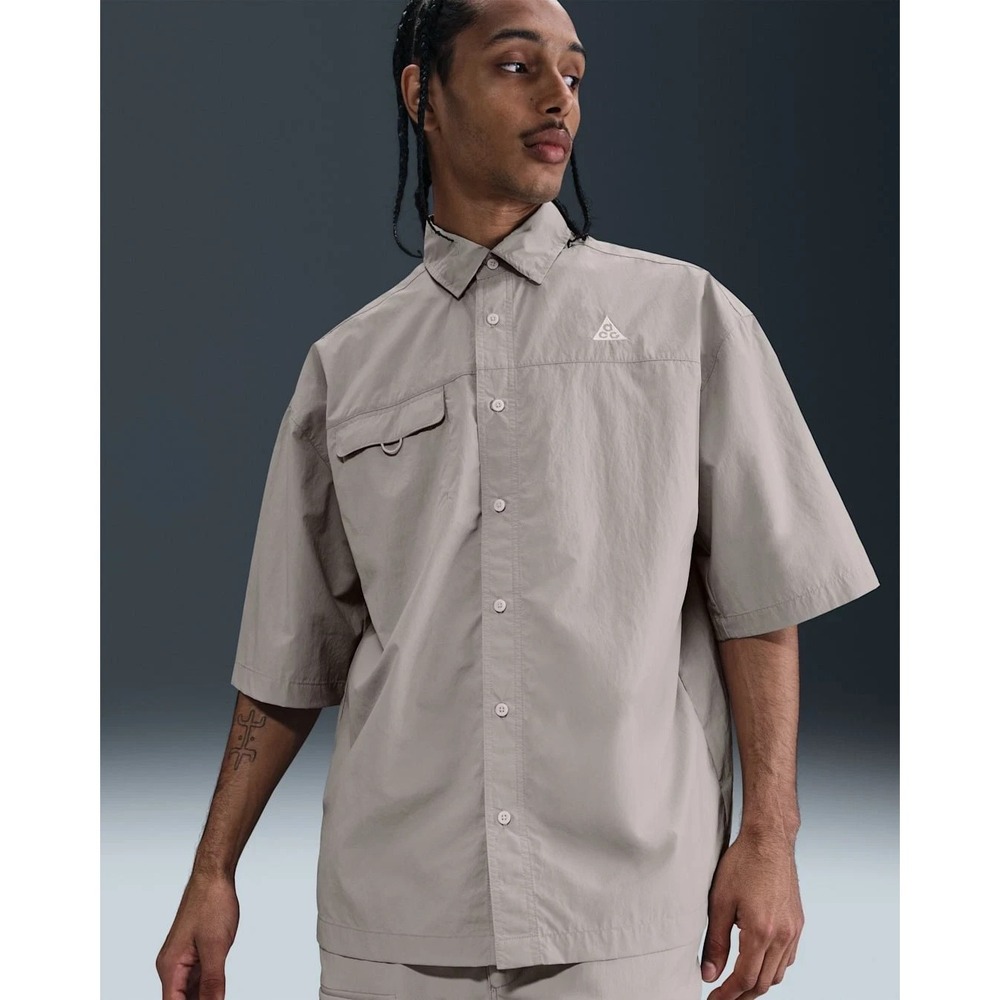Nike ACG Orb Weaver UV Repel Short Sleeve Shirt Grey HJ2883-009 Men's Size Large